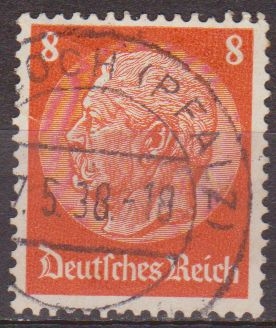 Alemania 1933 Scott 420 Sello º 85 Cumpleaños de Von Hindenburg 8 Michel517 Deutsches Reich Allemagne Duitsland Germania Germany Alemagne Deutschland